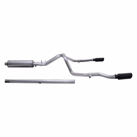 POWERPLAY 65713B Stainless Steel Cat-Back Exhaust System with Split Rear Exit, , Black PO3598712